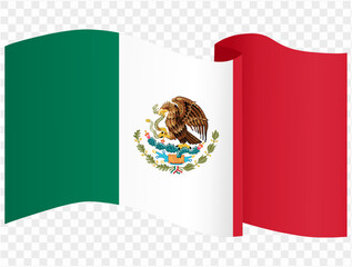 Wall Mural - Mexico flag wave isolated on png or transparent background vector illustration.