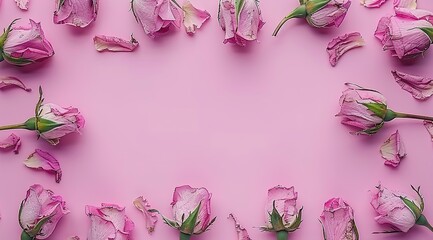 Wall Mural - pink flower frame