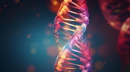 Canvas Print - 3d rendering of dna double helix strand for scientific research and background use, detailed genetic structure visualization in high-resolution, ideal for biotechnology, genetics, and molecular biolog