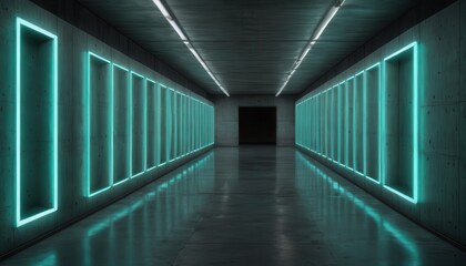 Wall Mural - Neon Light Corridor.