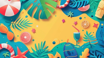 Poster - Colorful summer illustration with space for your text—perfect for seasonal promotions!