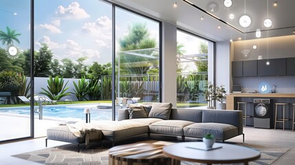 Poster - smart home equipped with AI-driven energy management systems, ensuring efficient use of resources and reducing the environmental impact of daily living