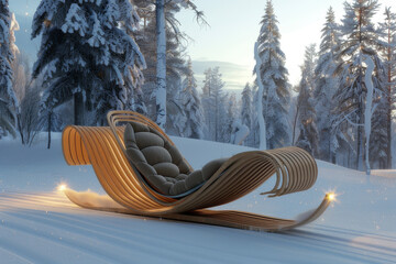 Wall Mural - an image depicting an eco-friendly modern sled made from sustainable materials, being used in a pris