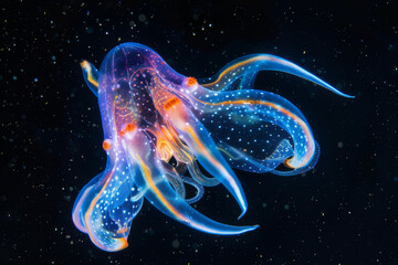 Wall Mural - the mysterious and lesser-known depths of the ocean, focusing on the unique and sometimes biolumines
