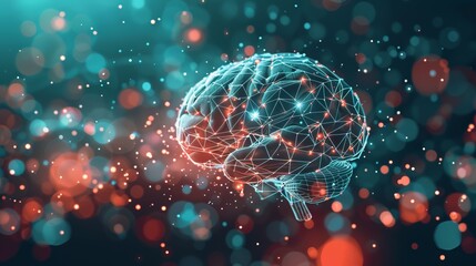 Poster - intricate human brain illustration with complex wiring and glowing links, depicting advanced neural 