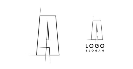 Aufkleber - Letter A pencil drawn, architectural blueprint logo design, construction plan, technical drawing. Ideal for corporate branding, industrial projects, engineering firms. Vector illustration