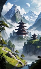 Canvas Print - Mystical Mountain Temple.