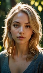 Portrait of a Beautiful Young Woman with Blonde Hair.