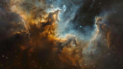Wall Mural - colorful nebula gas cloud illuminating deep outer space with vibrant stellar gases and cosmic dust -