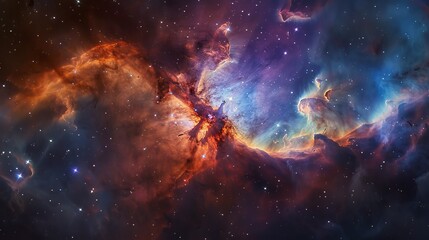 Wall Mural - colorful nebula gas cloud illuminating deep outer space with vibrant stellar gases and cosmic dust -
