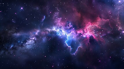 Wall Mural - colorful nebula gas cloud illuminating deep outer space with vibrant stellar gases and cosmic dust -