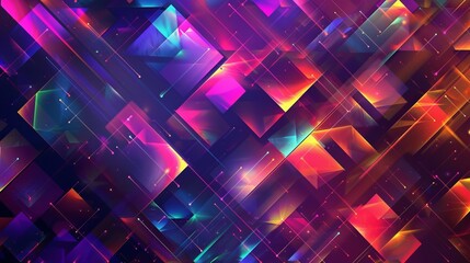 Poster - vibrant neon geometric patterns with hexagonal and triangular shapes - abstract futuristic backgroun
