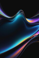 Poster - Abstract silky and shiny waves on a dark background, vertical composition