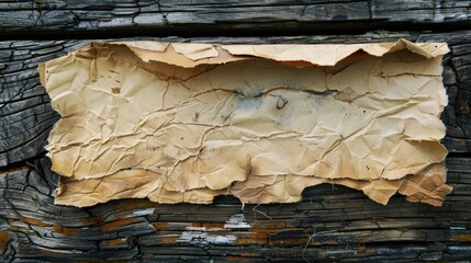 Wall Mural - Aged paper attached to timber