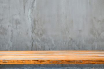 Poster - Empty wooden tabletop displaying product over concrete background, perfect for showcasing your product