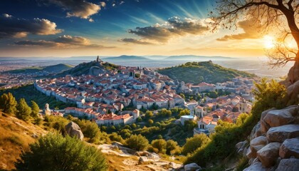 Poster - Sunset Over Historic Cityscape.