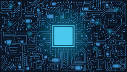 Electronics board. High tech circuit board vector background. Artificial intelligence circuit line style. Smart network AI, digital technology. Futuristic microchip processor