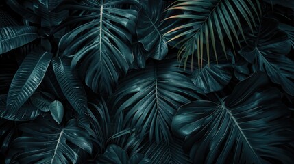 Poster - dark palm leaf texture background