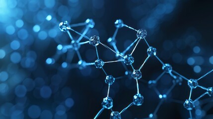 Wall Mural - structure of molecule and communication concept with dna, atom, and neurons featuring connected line