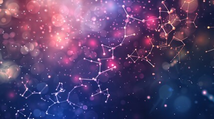 Wall Mural - structure of molecule and communication concept with dna, atom, and neurons featuring connected line