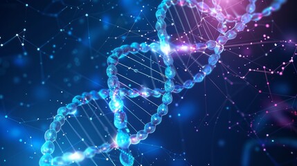 Wall Mural - structure of molecule and communication concept with dna, atom, and neurons featuring connected line