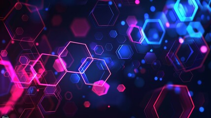 Poster - Abstract Neon Hexagon Pattern