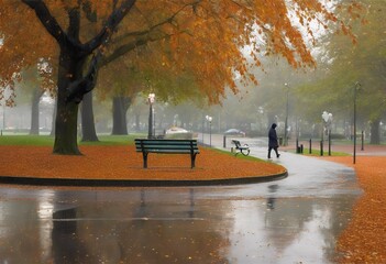 Poster - 'day Autumn rain park'