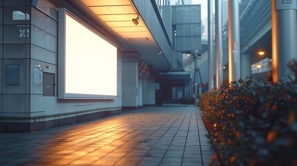 Poster - Billboard mockup on the wall of a building with an empty outdoor advertising screen : Generative AI