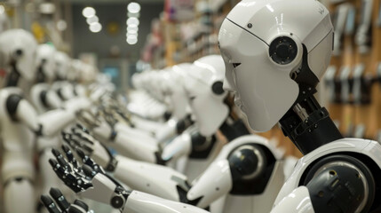 Poster - Robots in factories are making things without human help. They work in smart factories where they can make decisions on their own. using technology and innovation.
