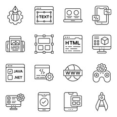 Sticker - Set of Designing and Programming Linear Icons

