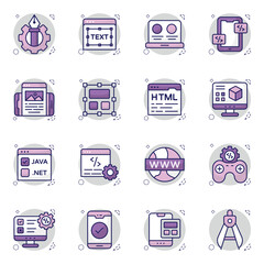 Sticker - Set of Designing and Programming Flat Icons

