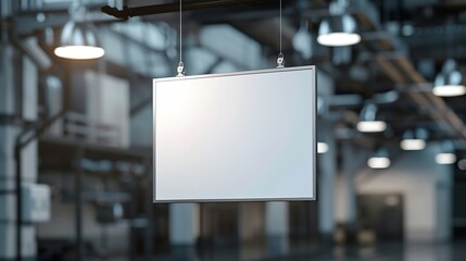 Leinwandbilder - Hanging white indoor billboard with spot light : Generative AI