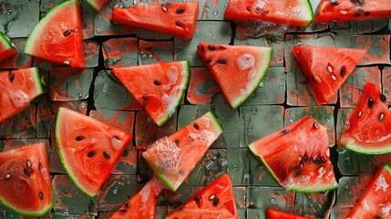 Canvas Print - Texture of watermelon washed before sale