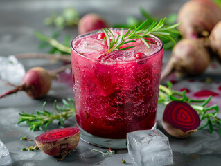 Sticker - Refreshing Beetroot and Rosemary Cocktail With Ice Cubes