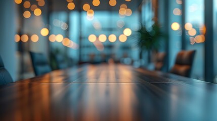 Poster - Business office without people with blurred bokeh background : Generative AI