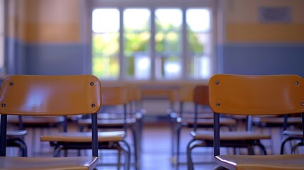Poster - Blurred background of half empty classroom : Generative AI