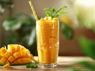 Sticker - Refreshing Mango Smoothie With Mint Garnish