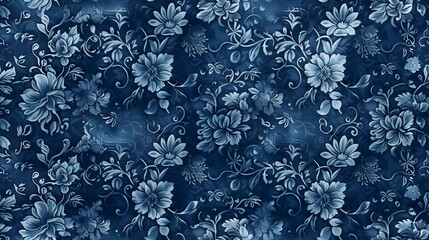 Poster - Dark Blue pattern wallpaper. 