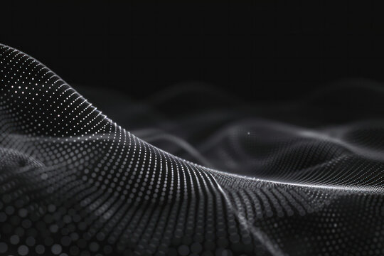 Abstract Wavy Digital Pattern on Black Background