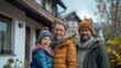 © Generative AI - Happy family standing in front of house : Generative AI