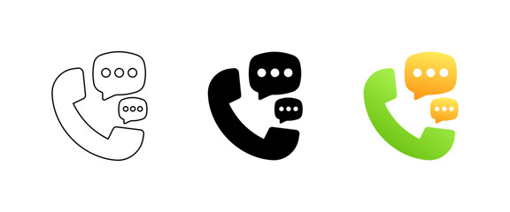 Poster - Call phone set icon. Linear, silhouette and flat styles. Vector icons.