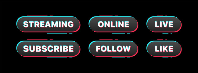 Poster - Like, follow, subscribe set icons. Buttons icons. Flat style. Vector icons.
