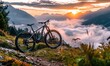 © Daniela - A mountain bike is parked against a stunning backdrop of snowy mountain peaks, representing the adventure and freedom associated with mountain biking in beautiful terrains