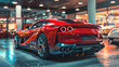 Red Sports Car in Showroom