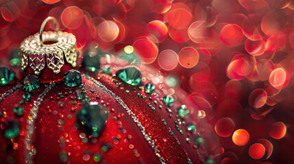 Wall Mural - Sparkling Red Christmas Ornament