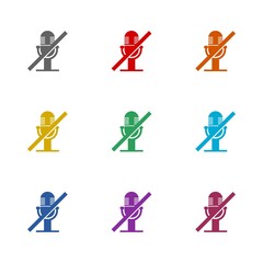 Sticker - Mute microphone  icon isolated on white background. Set icons colorful