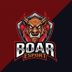 Wall Mural - Boar or pig Esport mascot logo design with shield