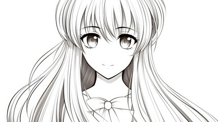 Canvas Print - beautiful anime girl with long hair 