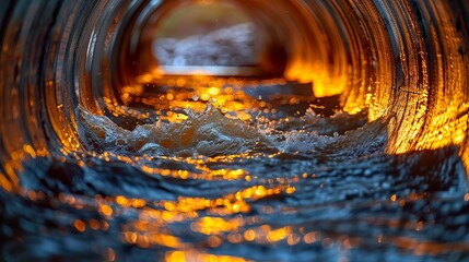 Canvas Print - Water Flowing Through a Metal Tunnel