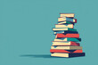 © Cfr - Pile of books flat vector illustration with color background, cartoon style, high resolution
